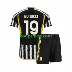 Juventus Thuis Tenue Kinder Voetbalshirts Leonardo Bonucci 19 2023-2024 Korte Mouwen