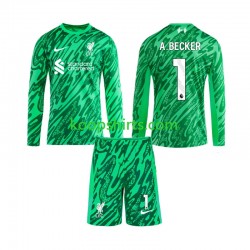Liverpool Doelman Uit Tenue Kinder Voetbalshirts Alisson Becker 1 2024-2025 Lange Mouwen