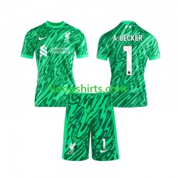 Liverpool Doelman Uit Tenue Kinder Voetbalshirts Alisson Becker 1 2024-2025 Korte Mouwen