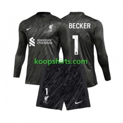 Liverpool Doelman Thuis Tenue Kinder Voetbalshirts Alisson Becker 1 2024-2025 Lange Mouwen