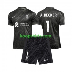 Liverpool Doelman Thuis Tenue Kinder Voetbalshirts Alisson Becker 1 2024-2025 Korte Mouwen