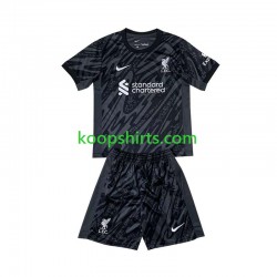 Liverpool Doelman Thuis Zwart Tenue Kinder Voetbalshirts 2024-2025 Korte Mouwen