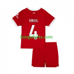 Liverpool Thuis Tenue Kinder Voetbalshirts Virgil van Dijk 4 2023-2024 Korte Mouwen