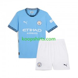 Manchester City Thuis Blauw Tenue Kinder Voetbalshirts 2024-2025 Korte Mouwen