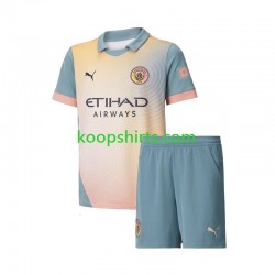 Manchester City Vierde Tenue Kinder Voetbalshirts 2024-2025 Korte Mouwen