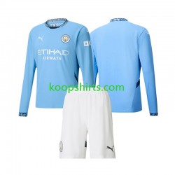Manchester City Thuis Tenue Kinder Voetbalshirts 2024-2025 Lange Mouwen