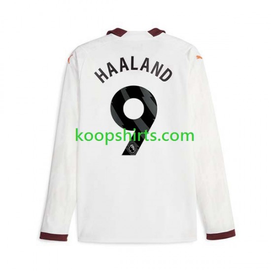 Manchester City Uit Tenue Heren Voetbalshirts Erling Haaland 9 2023-2024 Lange Mouwen Manchester City Uit Tenue Heren Voetbalshirts Erling Haaland 9 2023-2024 Lange Mouwen