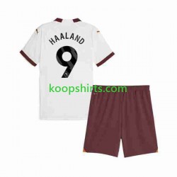 Manchester City Uit Tenue Kinder Voetbalshirts Erling Haaland 9 2023-2024 Korte Mouwen