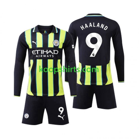 Manchester City Uit Tenue Kinder Voetbalshirts Erling Haaland 9 2024-2025 Lange Mouwen Manchester City Uit Tenue Kinder Voetbalshirts Erling Haaland 9 2024-2025 Lange Mouwen