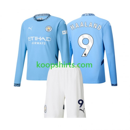 Manchester City Thuis Tenue Kinder Voetbalshirts Erling Haaland 9 2024-2025 Lange Mouwen Manchester City Thuis Tenue Kinder Voetbalshirts Erling Haaland 9 2024-2025 Lange Mouwen