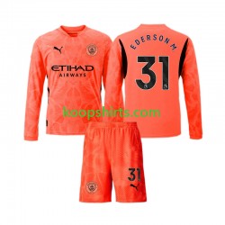 Manchester City Doelman Uit Tenue Kinder Voetbalshirts Ederson Moraes 31 2024-2025 Lange Mouwen