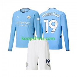 Manchester City Thuis Tenue Kinder Voetbalshirts Gundogan 19 2024-2025 Lange Mouwen