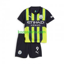Manchester City Uit Tenue Kinder Voetbalshirts Haaland 9 2024-2025 Korte Mouwen