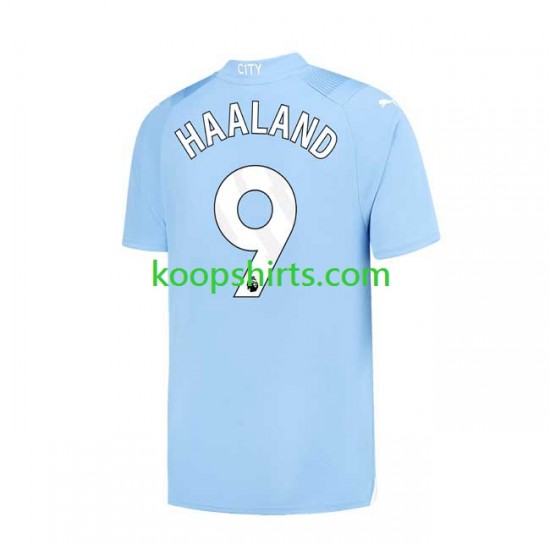 Manchester City Thuis Tenue Heren Voetbalshirts Haaland 9 2023-2024 Korte Mouwen Manchester City Thuis Tenue Heren Voetbalshirts Haaland 9 2023-2024 Korte Mouwen