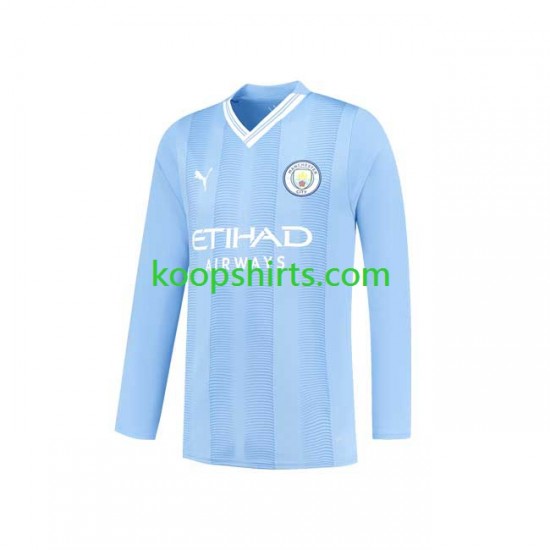 Manchester City Thuis Tenue Heren Voetbalshirts 2023-2024 Lange Mouwen Manchester City Thuis Tenue Heren Voetbalshirts 2023-2024 Lange Mouwen