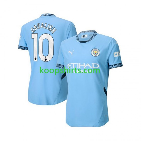 Manchester City Thuis Blauw Tenue Heren Voetbalshirts Jack Grealish 10 2024-2025 Korte Mouwen Manchester City Thuis Blauw Tenue Heren Voetbalshirts Jack Grealish 10 2024-2025 Korte Mouwen