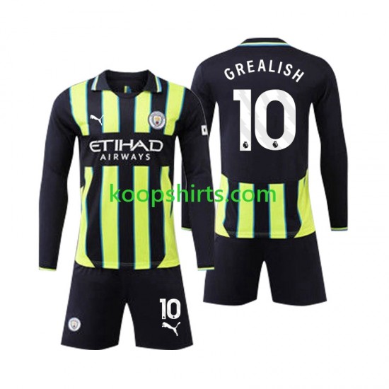 Manchester City Uit Tenue Kinder Voetbalshirts Jack Grealish 10 2024-2025 Lange Mouwen Manchester City Uit Tenue Kinder Voetbalshirts Jack Grealish 10 2024-2025 Lange Mouwen