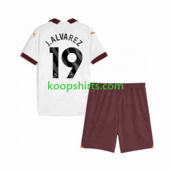 Manchester City Uit Tenue Kinder Voetbalshirts Julian Alvarez 19 2023-2024 Korte Mouwen