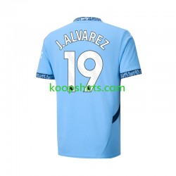 Manchester City Thuis Tenue Heren Voetbalshirts Julian Alvarez 19 2024-2025 Korte Mouwen