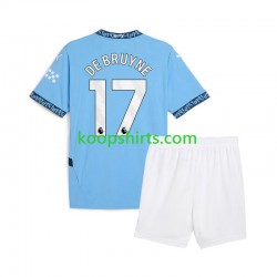 Manchester City Thuis Blauw Tenue Kinder Voetbalshirts Kevin De Bruyne 17 2024-2025 Korte Mouwen
