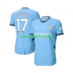 Manchester City Thuis Blauw Tenue Heren Voetbalshirts Kevin De Bruyne 17 2024-2025 Korte Mouwen