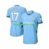 Manchester City Thuis Blauw Tenue Heren Voetbalshirts Kevin De Bruyne 17 2024-2025 Korte Mouwen