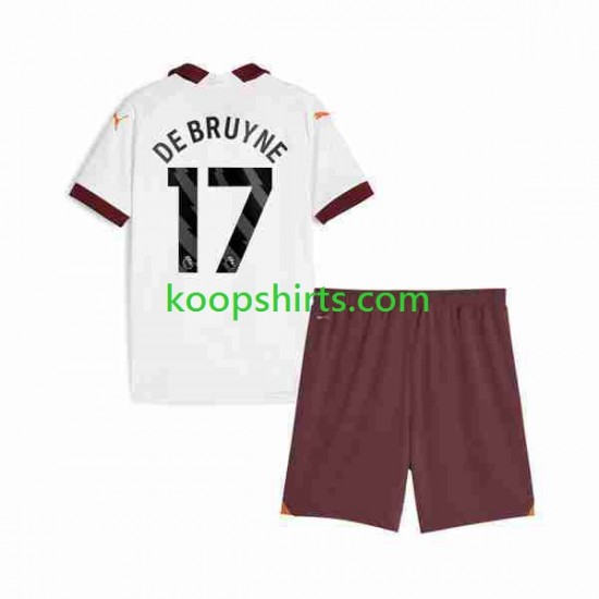 Manchester City Uit Tenue Kinder Voetbalshirts Kevin De Bruyne 17 2023-2024 Korte Mouwen Manchester City Uit Tenue Kinder Voetbalshirts Kevin De Bruyne 17 2023-2024 Korte Mouwen