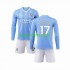 Manchester City Thuis Tenue Kinder Voetbalshirts Kevin De Bruyne 17 2023-2024 Lange Mouwen