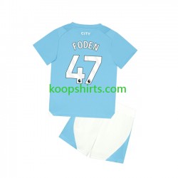 Manchester City Thuis Tenue Kinder Voetbalshirts Phil Foden 47 2023-2024 Korte Mouwen