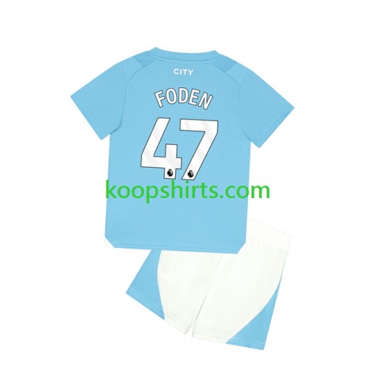 Manchester City Thuis Tenue Kinder Voetbalshirts Phil Foden 47 2023-2024 Korte Mouwen Manchester City Thuis Tenue Kinder Voetbalshirts Phil Foden 47 2023-2024 Korte Mouwen