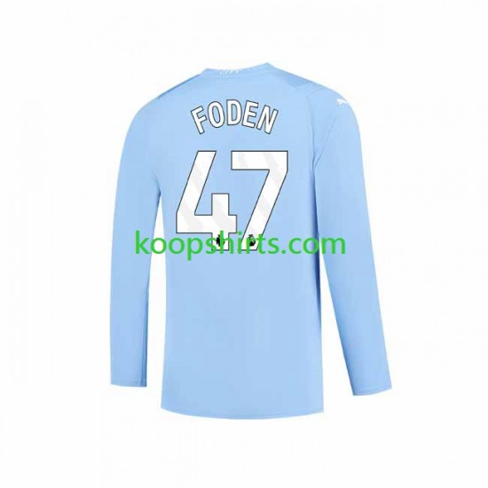 Manchester City Thuis Tenue Heren Voetbalshirts Phil Foden 47 2023-2024 Lange Mouwen Manchester City Thuis Tenue Heren Voetbalshirts Phil Foden 47 2023-2024 Lange Mouwen