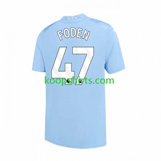 Manchester City Thuis Tenue Heren Voetbalshirts Phil Foden 47 2023-2024 Korte Mouwen Manchester City Thuis Tenue Heren Voetbalshirts Phil Foden 47 2023-2024 Korte Mouwen
