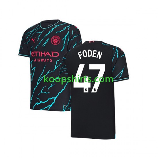 Manchester City Derde Tenue Heren Voetbalshirts Phil Foden 47 2023-2024 Korte Mouwen Manchester City Derde Tenue Heren Voetbalshirts Phil Foden 47 2023-2024 Korte Mouwen