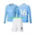 Manchester City Thuis Tenue Kinder Voetbalshirts Rodri 16 2024-2025 Lange Mouwen