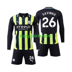 Manchester City Uit Tenue Kinder Voetbalshirts Savinho 26 2024-2025 Lange Mouwen