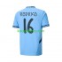 Manchester City Thuis Tenue Heren Voetbalshirts UCL Font RODRIGO 16 2024-2025 Korte Mouwen