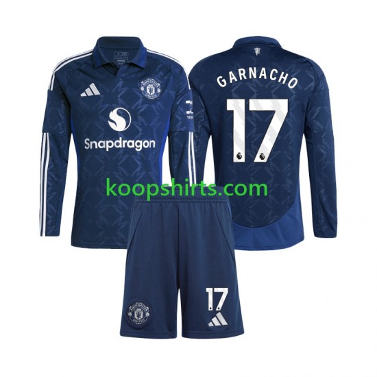 Manchester United Uit Tenue Kinder Voetbalshirts Alejandro Garnacho 17 2024-2025 Lange Mouwen Manchester United Uit Tenue Kinder Voetbalshirts Alejandro Garnacho 17 2024-2025 Lange Mouwen
