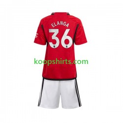 Manchester United Thuis Tenue Kinder Voetbalshirts Anthony Elanga 36 2023-2024 Korte Mouwen