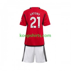 Manchester United Thuis Tenue Kinder Voetbalshirts Antony Matheus 21 2023-2024 Korte Mouwen