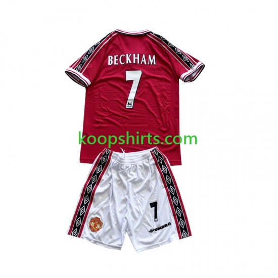 Manchester United Retro Thuis Tenue Kinder Voetbalshirts Beckham 7 1998-1999 Korte Mouwen Manchester United Retro Thuis Tenue Kinder Voetbalshirts Beckham 7 1998-1999 Korte Mouwen