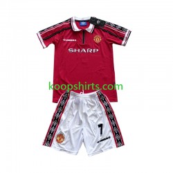Manchester United Retro Thuis Tenue Kinder Voetbalshirts Beckham 7 1998-1999 Korte Mouwen