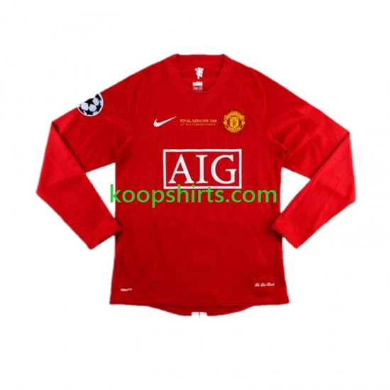 Manchester United Retro Thuis Tenue Heren Voetbalshirts Champion League 2007 Lange Mouwen Manchester United Retro Thuis Tenue Heren Voetbalshirts Champion League 2007 Lange Mouwen