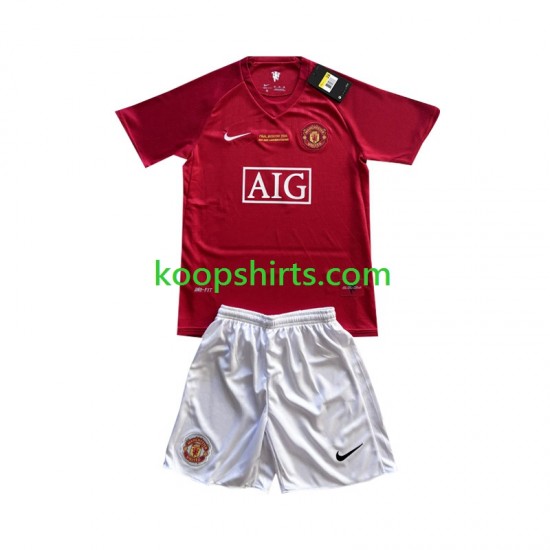 Manchester United Thuis Tenue Kinder Voetbalshirts Champion League 2007 Korte Mouwen Manchester United Thuis Tenue Kinder Voetbalshirts Champion League 2007 Korte Mouwen