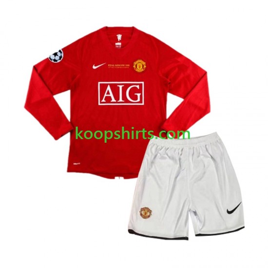 Manchester United Retro Thuis Tenue Kinder Voetbalshirts Champion League 2007 Lange Mouwen Manchester United Retro Thuis Tenue Kinder Voetbalshirts Champion League 2007 Lange Mouwen