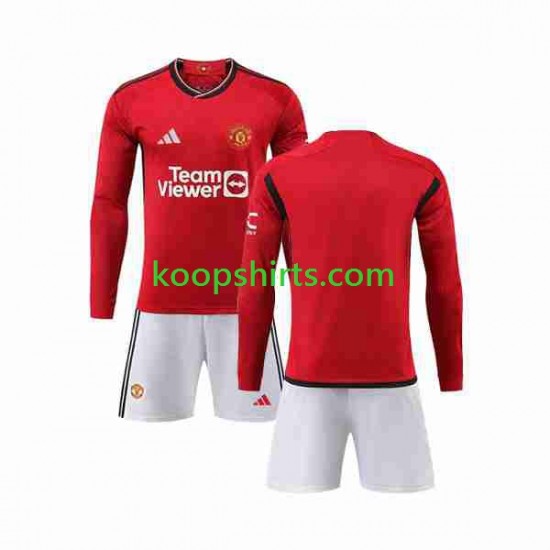 Manchester United Thuis Tenue Kinder Voetbalshirts 2023-2024 Lange Mouwen Manchester United Thuis Tenue Kinder Voetbalshirts 2023-2024 Lange Mouwen