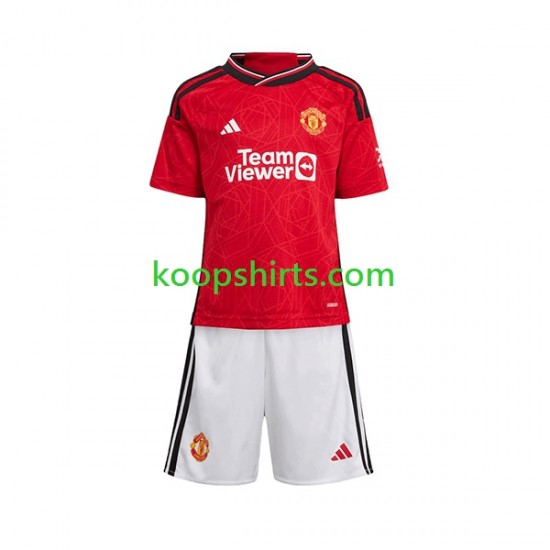 Manchester United Thuis Tenue Kinder Voetbalshirts 2023-2024 Korte Mouwen Manchester United Thuis Tenue Kinder Voetbalshirts 2023-2024 Korte Mouwen