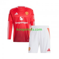 Manchester United Thuis Tenue Kinder Voetbalshirts 2024-2025 Lange Mouwen
