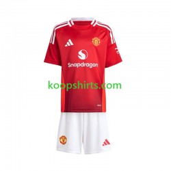 Manchester United Thuis Rood Tenue Kinder Voetbalshirts 2024-2025 Korte Mouwen