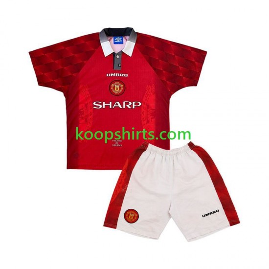 Manchester United Retro Thuis Tenue Kinder Voetbalshirts 1996 Korte Mouwen Manchester United Retro Thuis Tenue Kinder Voetbalshirts 1996 Korte Mouwen