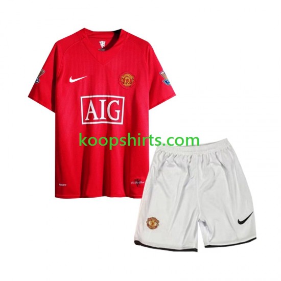 Manchester United Retro Thuis Tenue Kinder Voetbalshirts 2007 Korte Mouwen Manchester United Retro Thuis Tenue Kinder Voetbalshirts 2007 Korte Mouwen